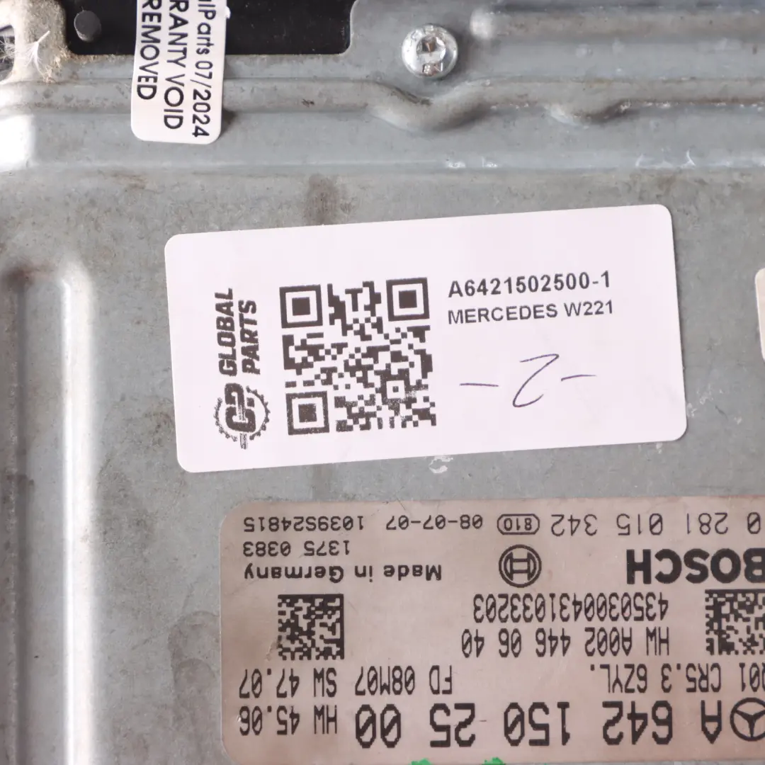 Mercedes W221 S320 CDI OM642.930 Engine Control Unit ECU Kit A6421502500 Key