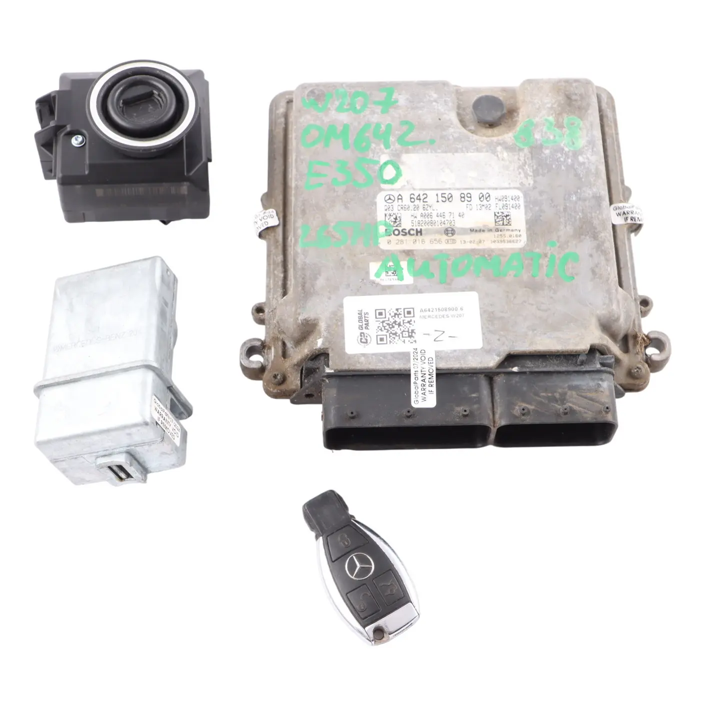 Mercedes W207 E350 OM642.838 Engine Control Unit ECU Kit A6421508900 Key Lock