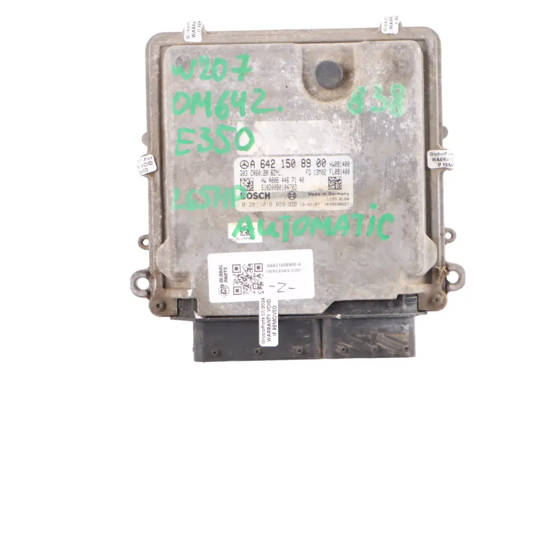 Mercedes W207 E350 OM642.838 Engine Control Unit ECU Kit A6421508900 Key Lock