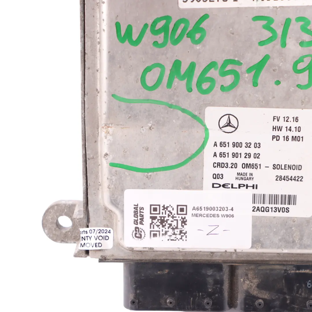 Mercedes W906 313 CDI OM651.955 129HP Manual de la ECU motor diésel A6519003203