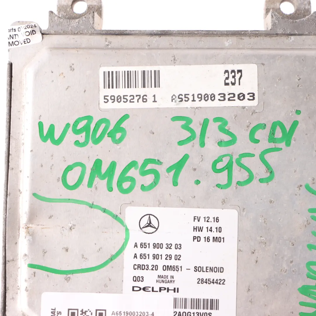 Mercedes W906 313 CDI OM651.955 129HP Manual de la ECU motor diésel A6519003203