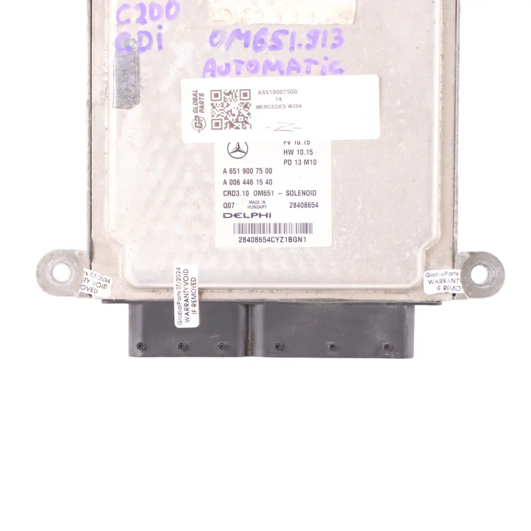Mercedes W204 C200 CDI 651.913 136HP Engine Unit ECU Kit A6519007500 Automatic