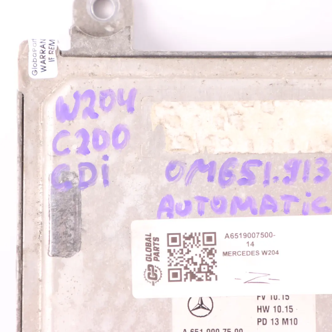Mercedes W204 C200 CDI 651.913 136HP Engine Unit ECU Kit A6519007500 Automatic