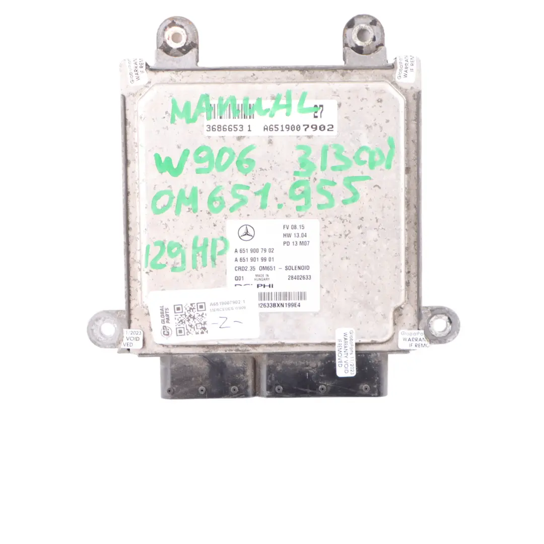 Mercedes W906 313CDi OM651.955 129HP Engine Unit ECU Kit A6519007902 Key Lock
