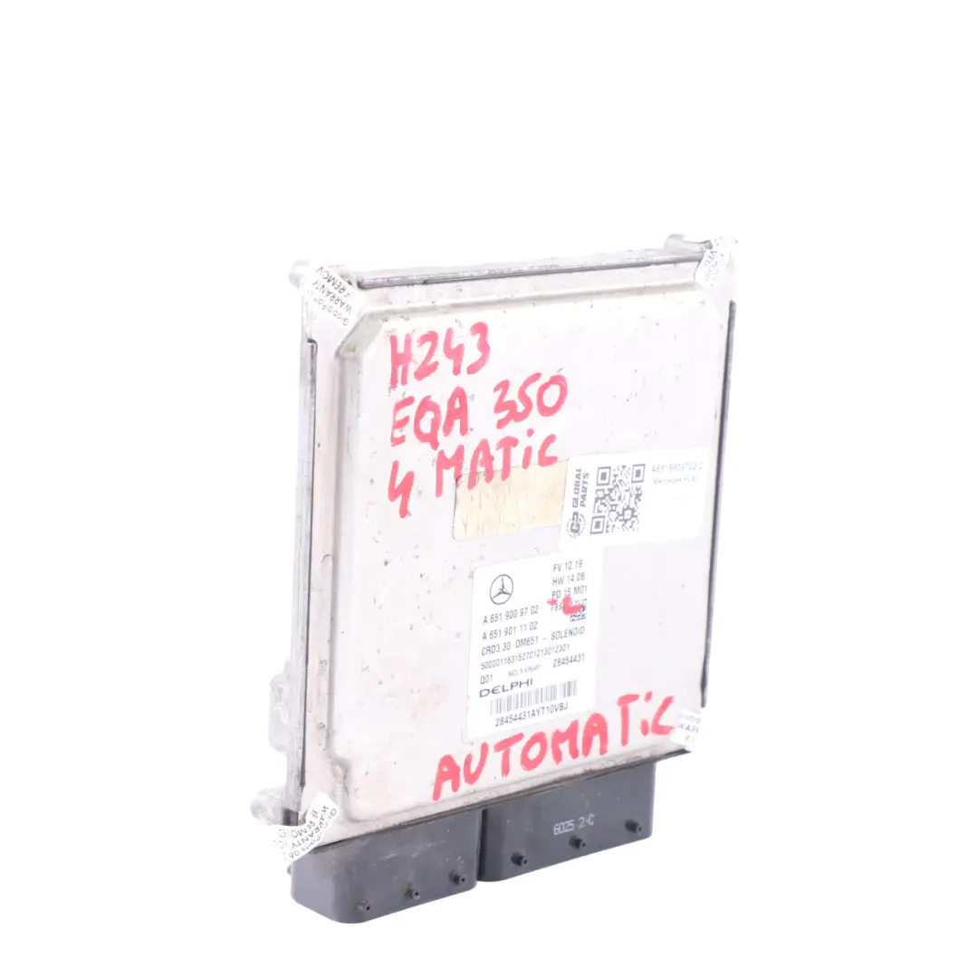 Mercedes H243 EQA350 780.200 4-Matic Unidad Motor ECU A6519009702 Automático