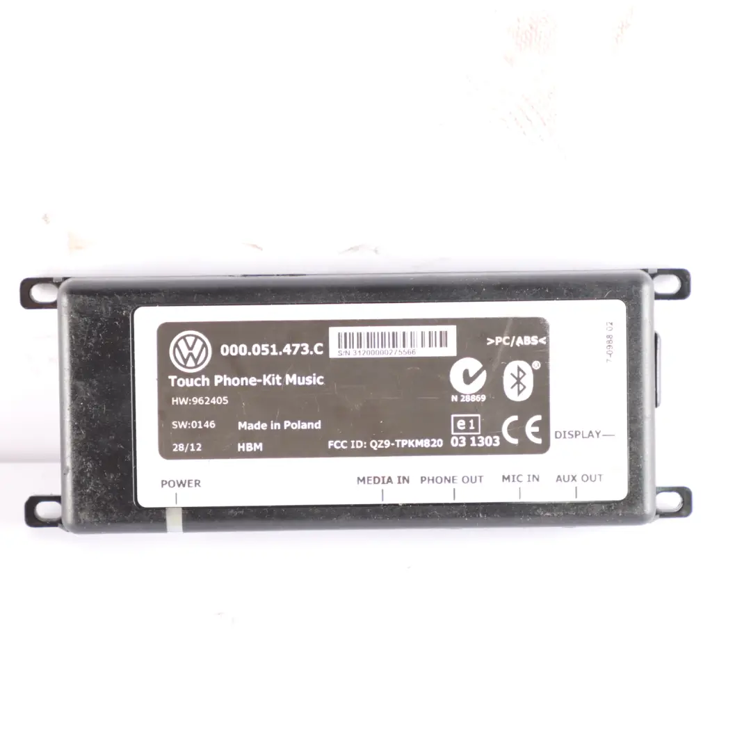 Volkswagen VW Polo 6R Bluetooth Hands-free TPK Connection Module 000051473C