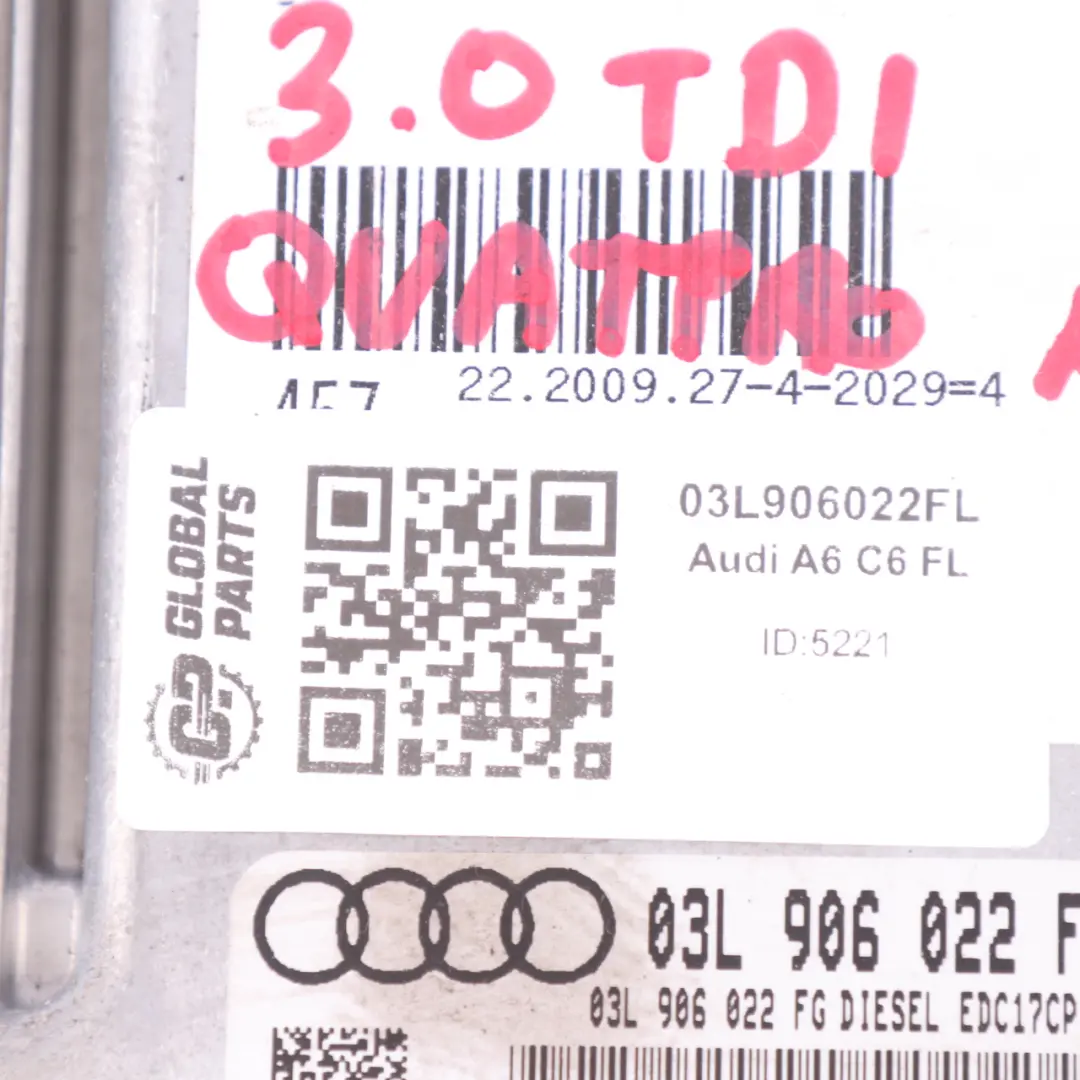 Audi A6 C6 Moduł Komputer Sterownik Silnika Stacyjka 3.0 TDI 03L906022FL