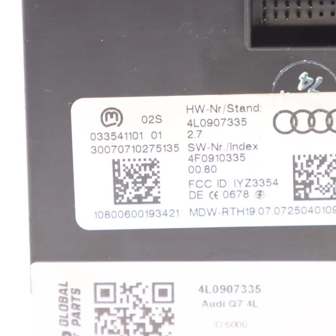 Audi Q7 4L Quattro S Line Keyless Entry Antenna Control Module 4L0907335