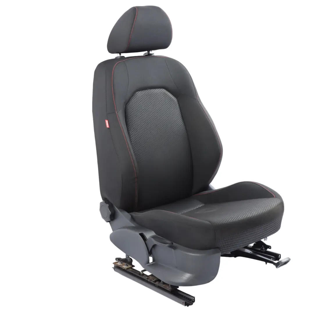 Seat Ibiza 6J Front Right O/S Cloth Fabric Black Red Thread Interior