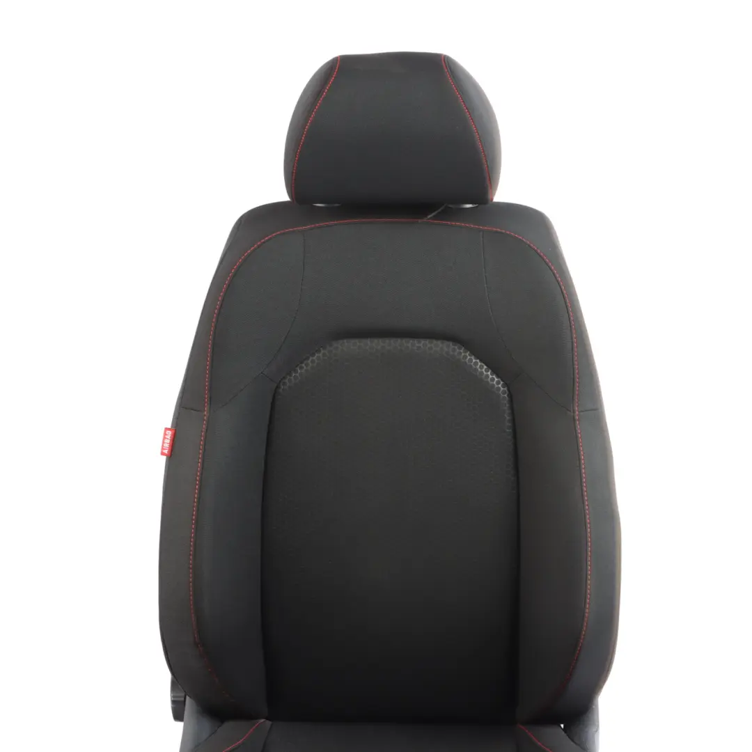 Seat Ibiza 6J Front Right O/S Cloth Fabric Black Red Thread Interior