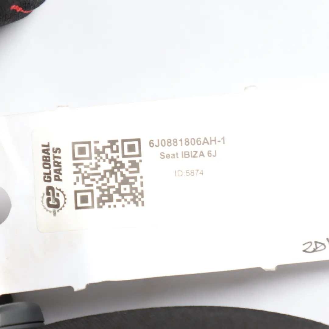 Seat Ibiza 6J Front Right O/S Cloth Fabric Black Red Thread Interior