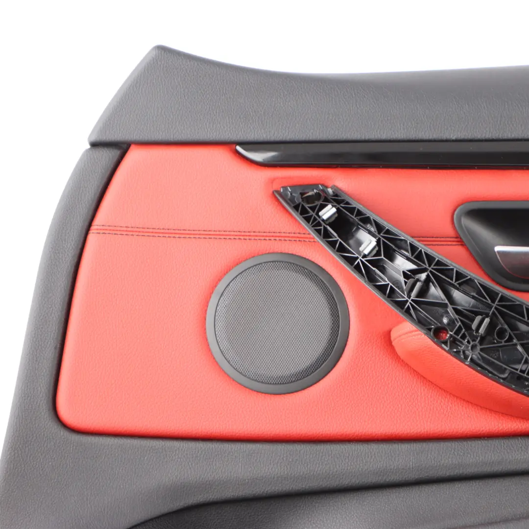 BMW F32 F33 Delantero Derecho Tarjeta de Puerta Forro Panel Negro Rojo Cuero