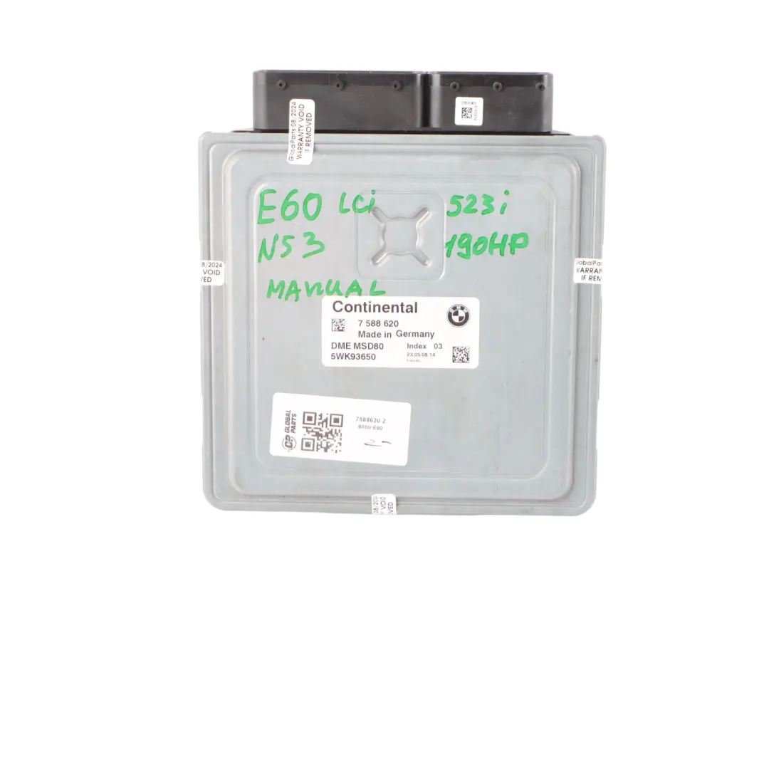 BMW E60 LCI 523i N53 Petrol Engine ECU Kit DME 7588620 CAS3 + Keys Automatic