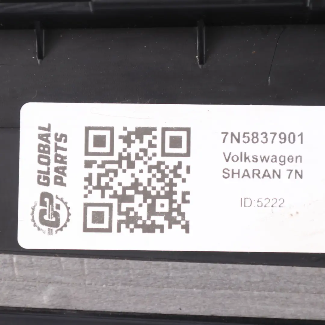 VW Volkswagen Sharan 7N Osłona Słupka Drzwi Prawy Przód Czarna 7N5837901