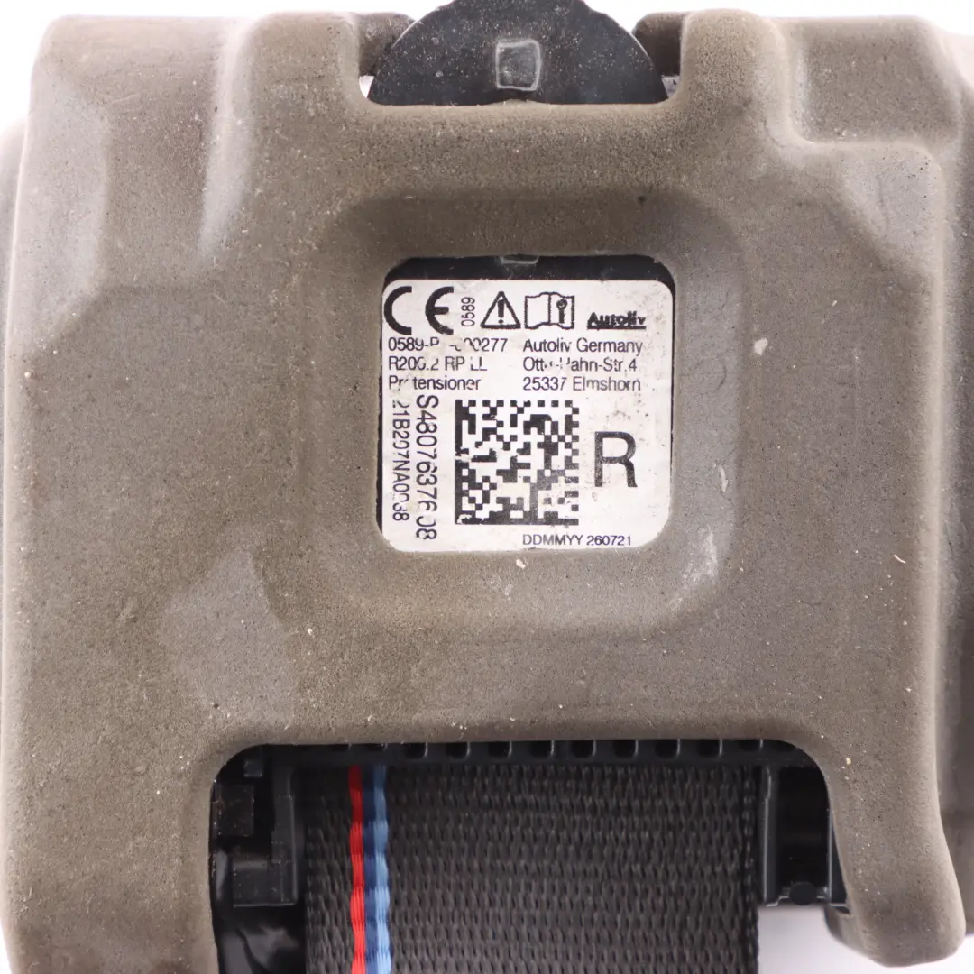 BMW G20 Seat Belt Rear Right O/S Upper Seatbelt Black 8076376