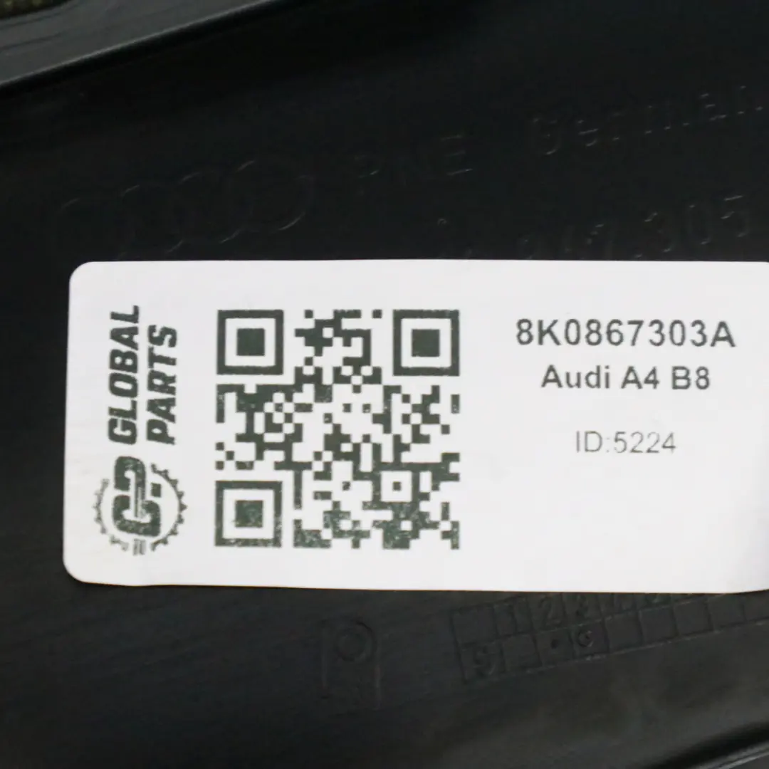 Audi A4 B8 Tarjeta de Puerta Trasera Izquierda Forro Panel Embellecedor Negro