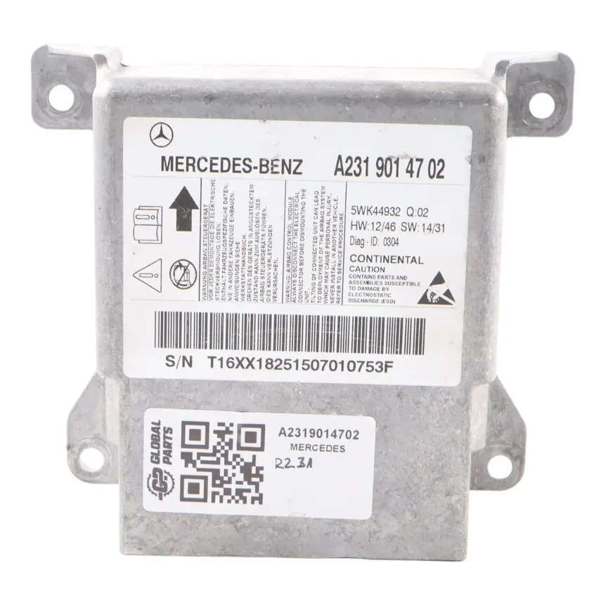 Mercedes R231 Air Module Control Unit ECU SRS Module A2319014702