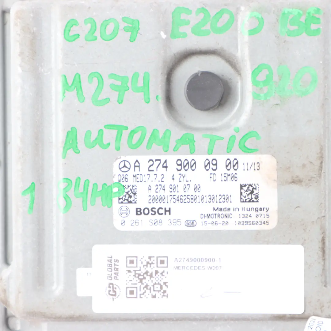 Mercedes W207 E200 BE M274.920 Engine Unit Module ECU Kit A2749000900 Key