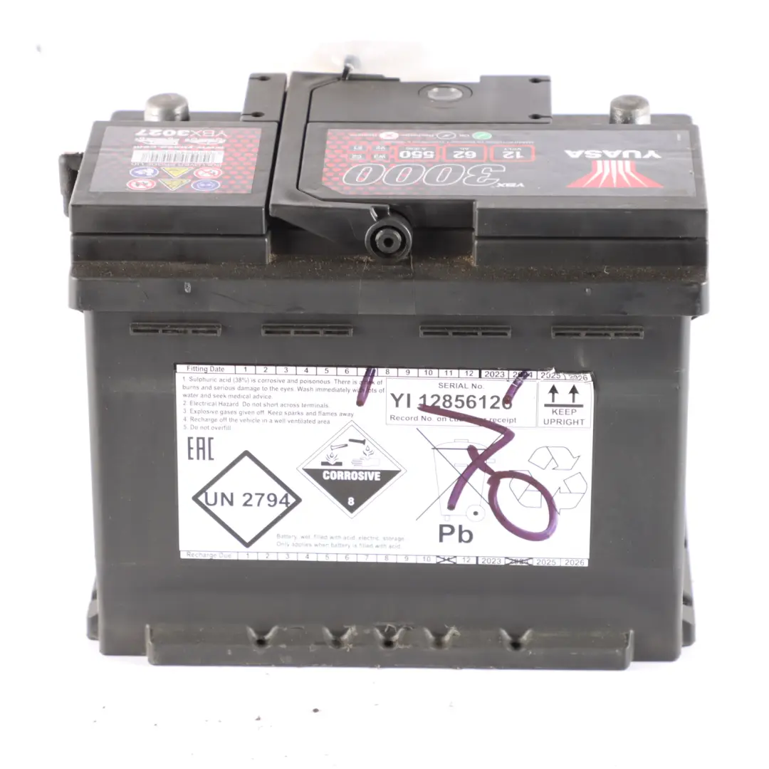 YUASA YBX3000 YBX3027 Car Battery 12V 62Ah 550A 