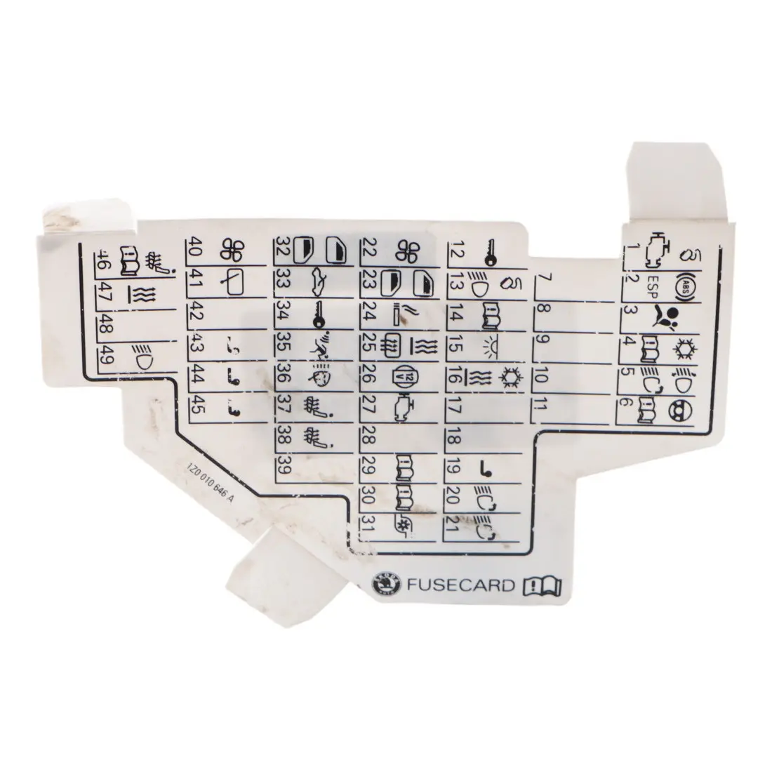 Skoda Octavia II Map Fuse Box Grouping Diagram 1Z0010646A