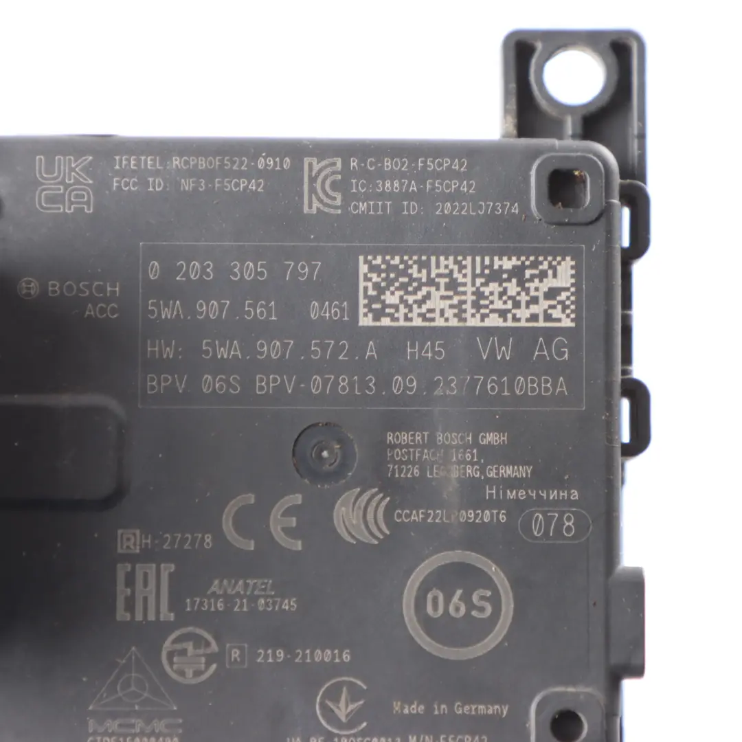 VW Volkswagen Golf 8 CD1 ACC Distance Cruise Control Radar Sensor 5WA907561