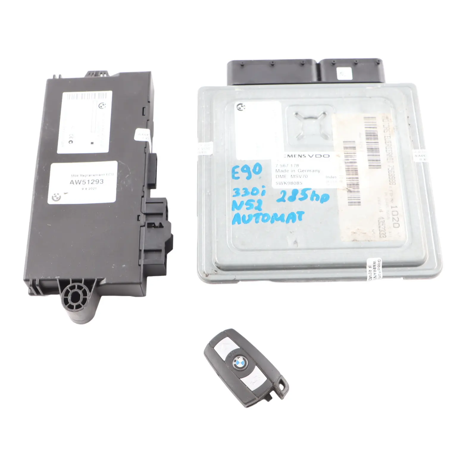 BMW E90 330i N52B30A 258HP ECU Kit DME 7567178 CAS3 Key Automatic Transmission