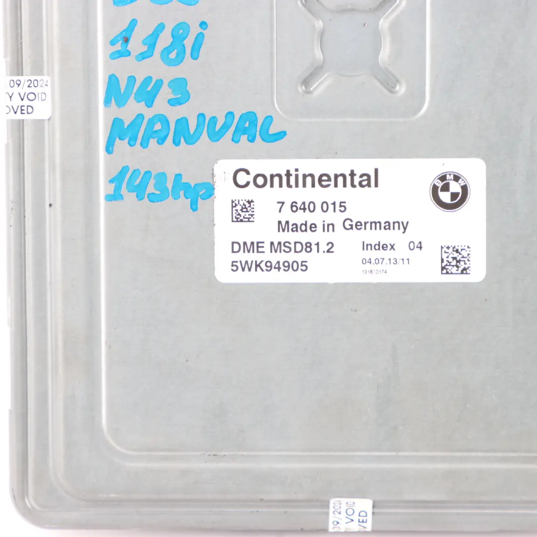 BMW E81 E82 E88 N43 118i 143HP ECU Unit Kit DME CAS3 7640015 Lock + Key Manual