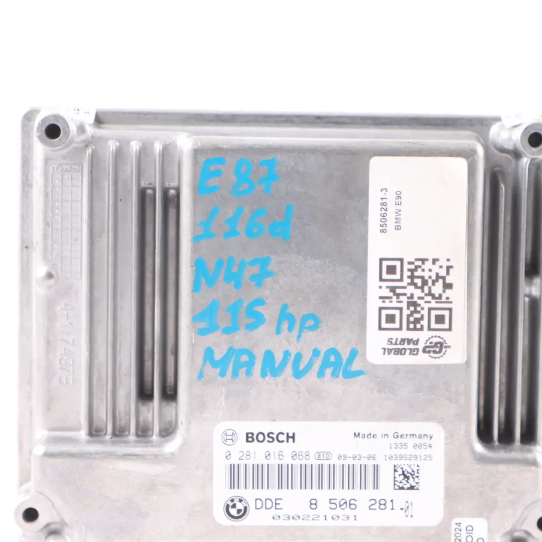 BMW E81 E87 LCI E90 N47 115HP Diesel Engine Control Unit ECU DDE 8506281 Manual