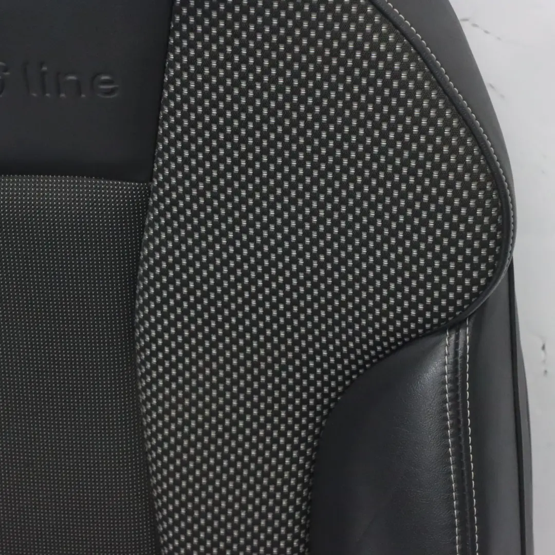 Audi A3 8V Asiento Delantero Derecho 3 Puertas S Line Medio Cuero Negro Plata