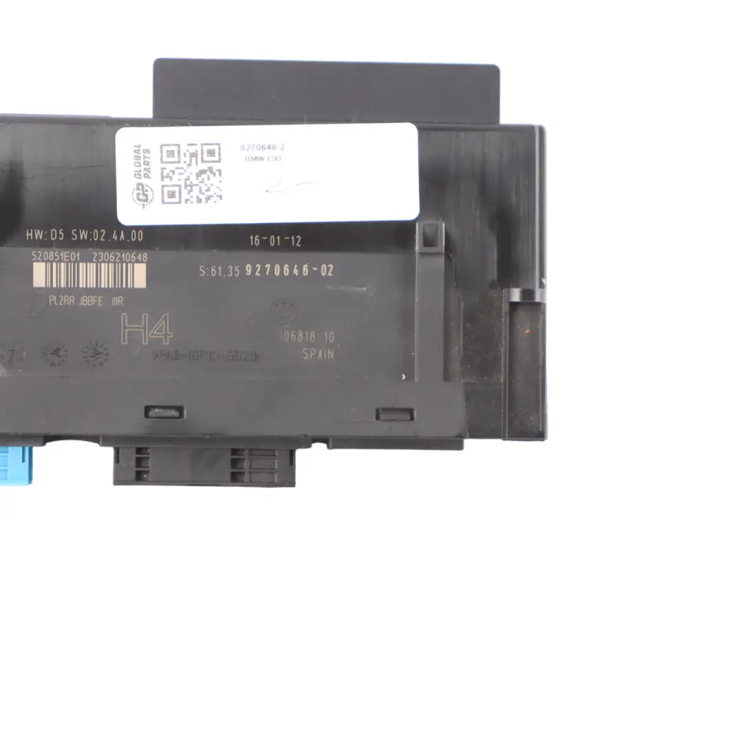 BMW E93 ECU Body Control Module H4 Junction Box PL2RR JBBFE IIIR 9270646