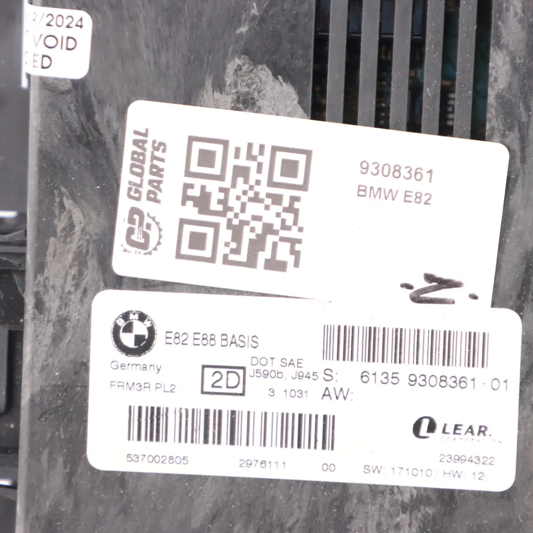 BMW E82 Footwell Light Module Control Unit ECU Basis PL2 FRM3R 9308361