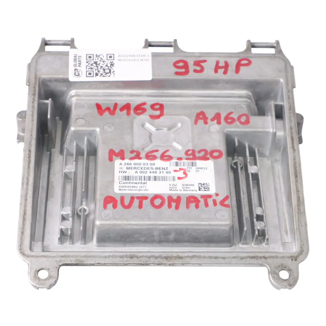 Mercedes A160 W169 M266.920 Unidad Control del Motor ECU A0024463140 Automático