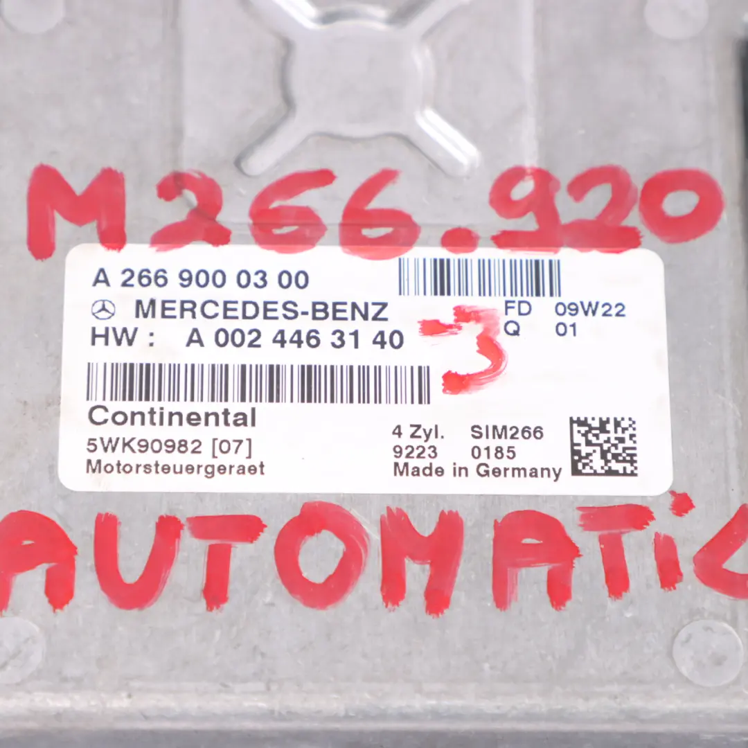 Mercedes A160 W169 M266.920 Unidad Control del Motor ECU A0024463140 Automático