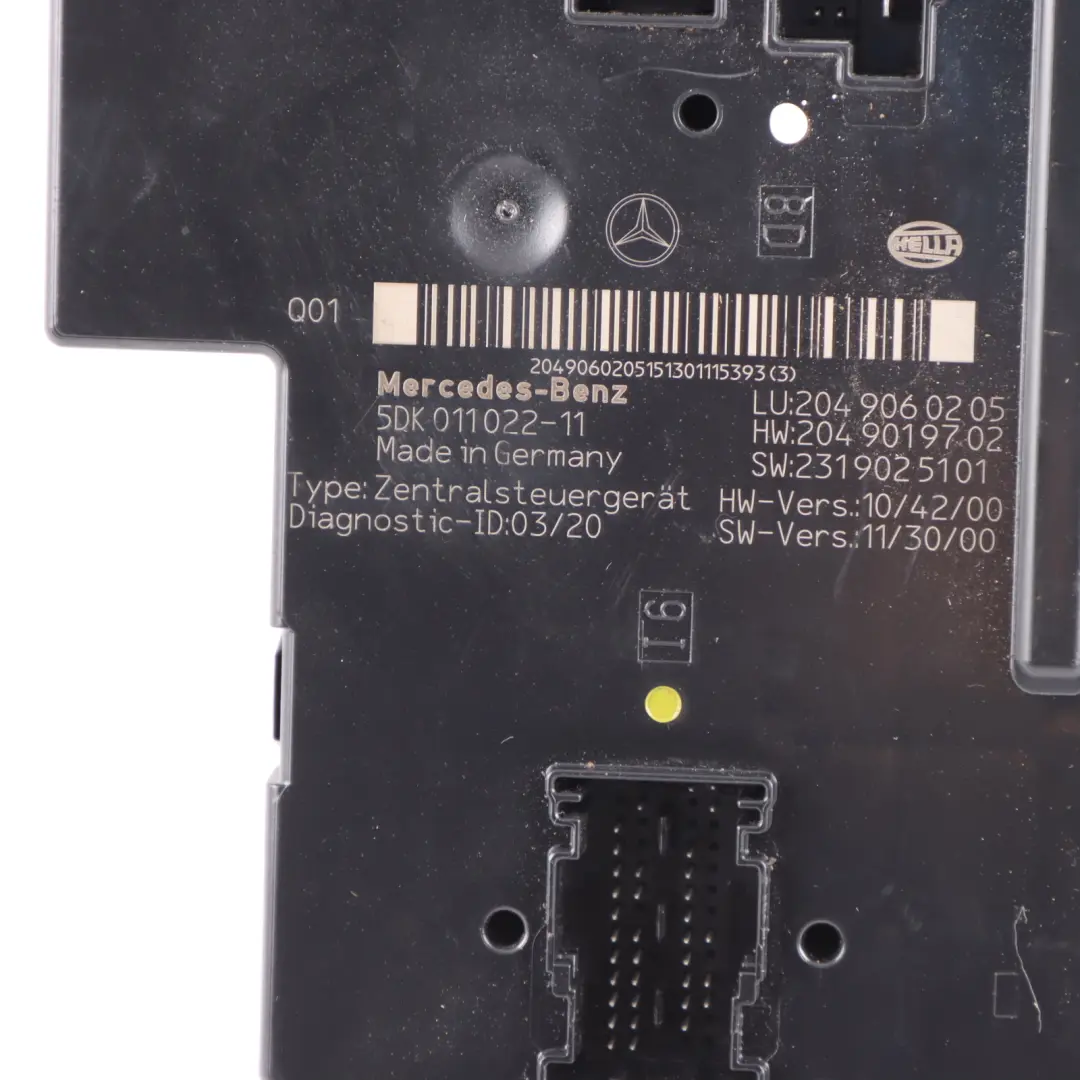 Mercedes W204 Rear SAM Module Fuse Box Relay Control Unit A2049060205