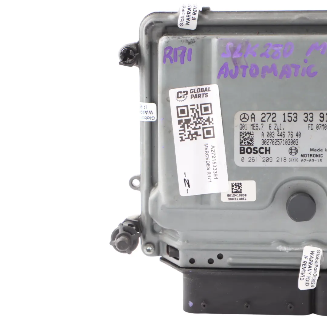 Mercedes R171 272.963 SLK350 272HP Engine Module ECU A2721533391 Automatic