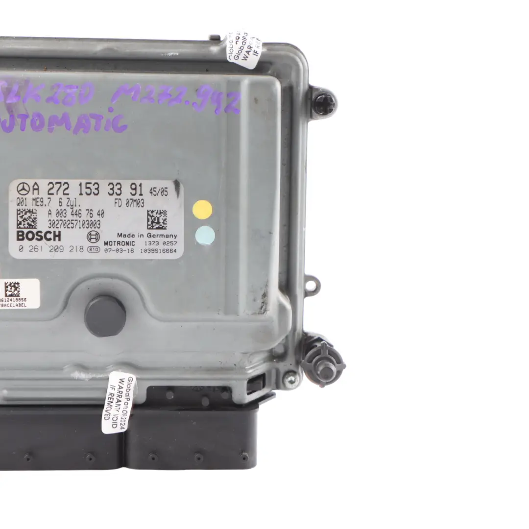 Mercedes R171 272.963 SLK350 272HP Engine Module ECU A2721533391 Automatic
