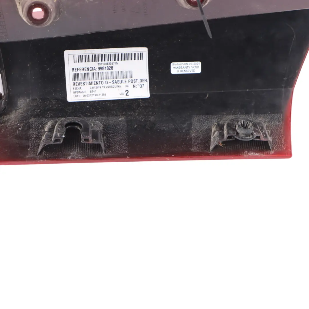 Mercedes W447 Rear Lamp Light Bracket Trim Cover Right O/S Hyacinth Red - 334