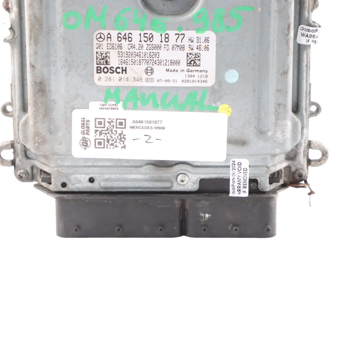 Mercedes W906 313 CDI OM646.985 109HP Engine ECU Unit Module A6461501877 Manual
