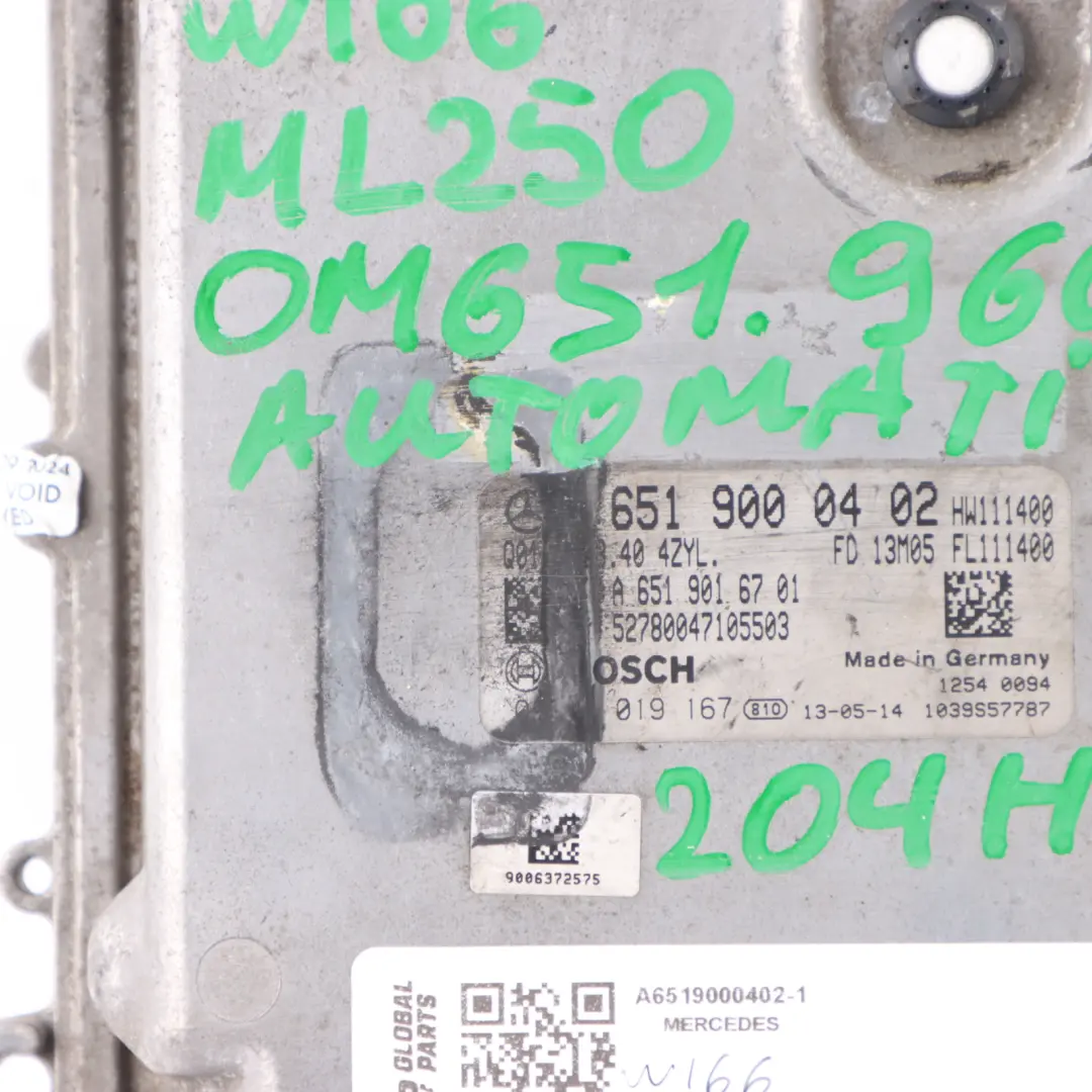 Mercedes ML250 W166 4matic OM651.960 Engine ECU Kit A6519000402 Key Automatic