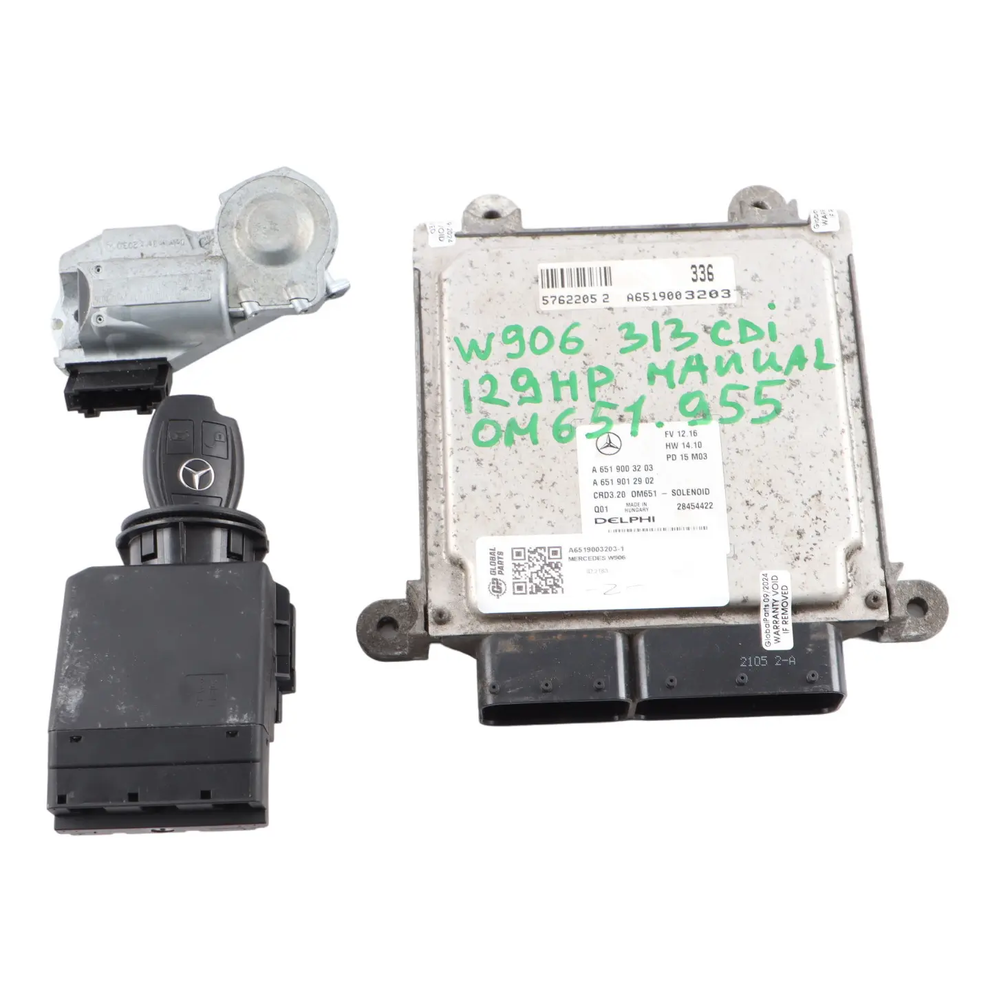 Mercedes W906 313 CDI OM651.955 129HP Diesel Engine ECU Kit A6519003203 Key Lock