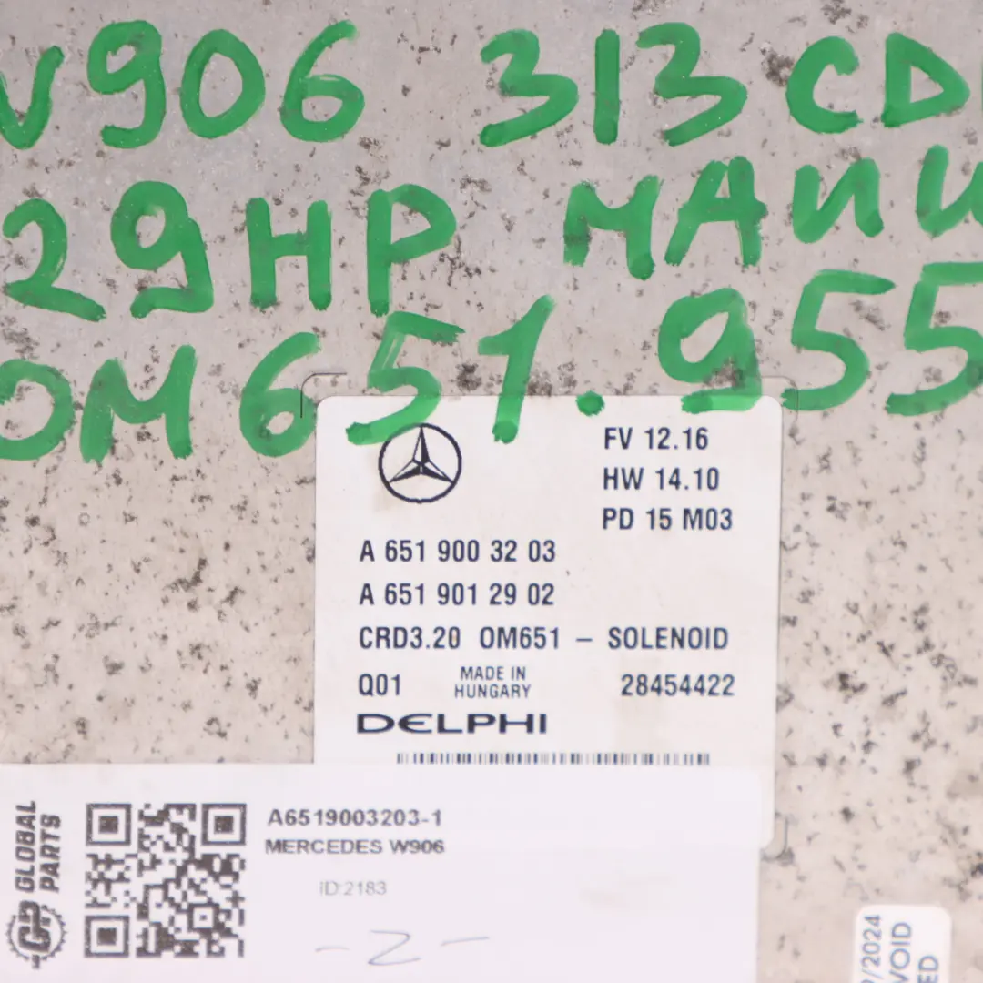 Mercedes W906 313 CDI OM651.955 129HP Diesel Engine ECU Kit A6519003203 Key Lock