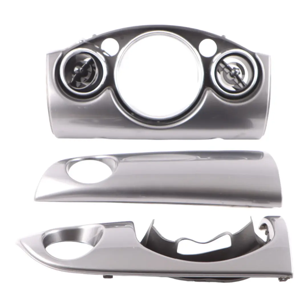 Mini R50 R53 Set Dashboard Panel Trim Strip Cover Anthracite Silver