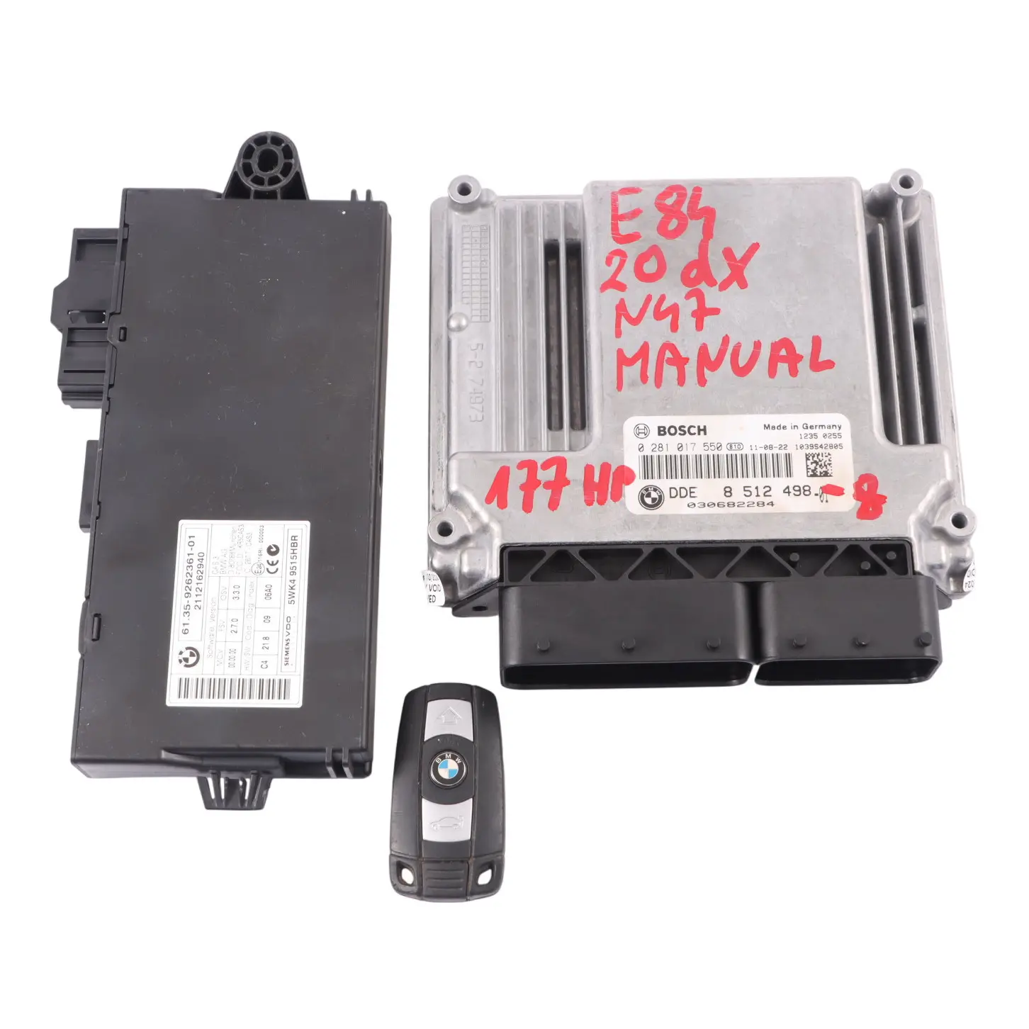 BMW X1 E84 E90 LCI 20dX 320xd N47 177HP ECU Kit DDE 8512498 CAS3 Key Manual