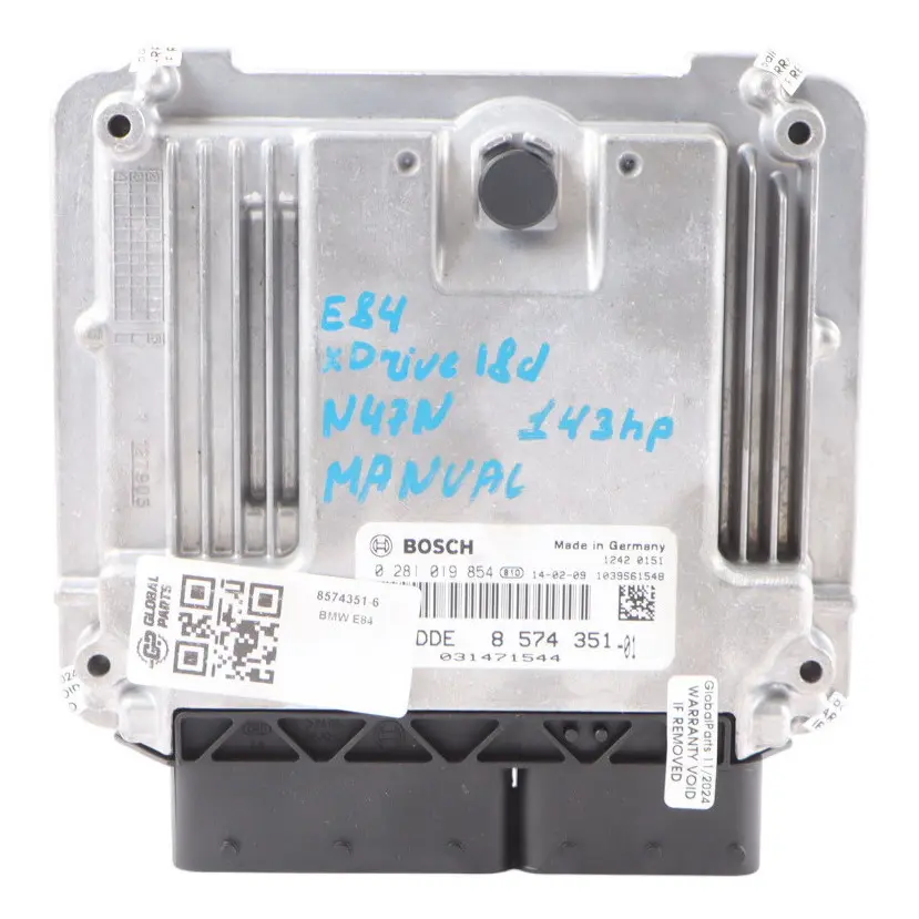 BMW X1 E84 18dX 143HP Diesel N47N Engine Control Unit ECU DDE 8574351 Manual