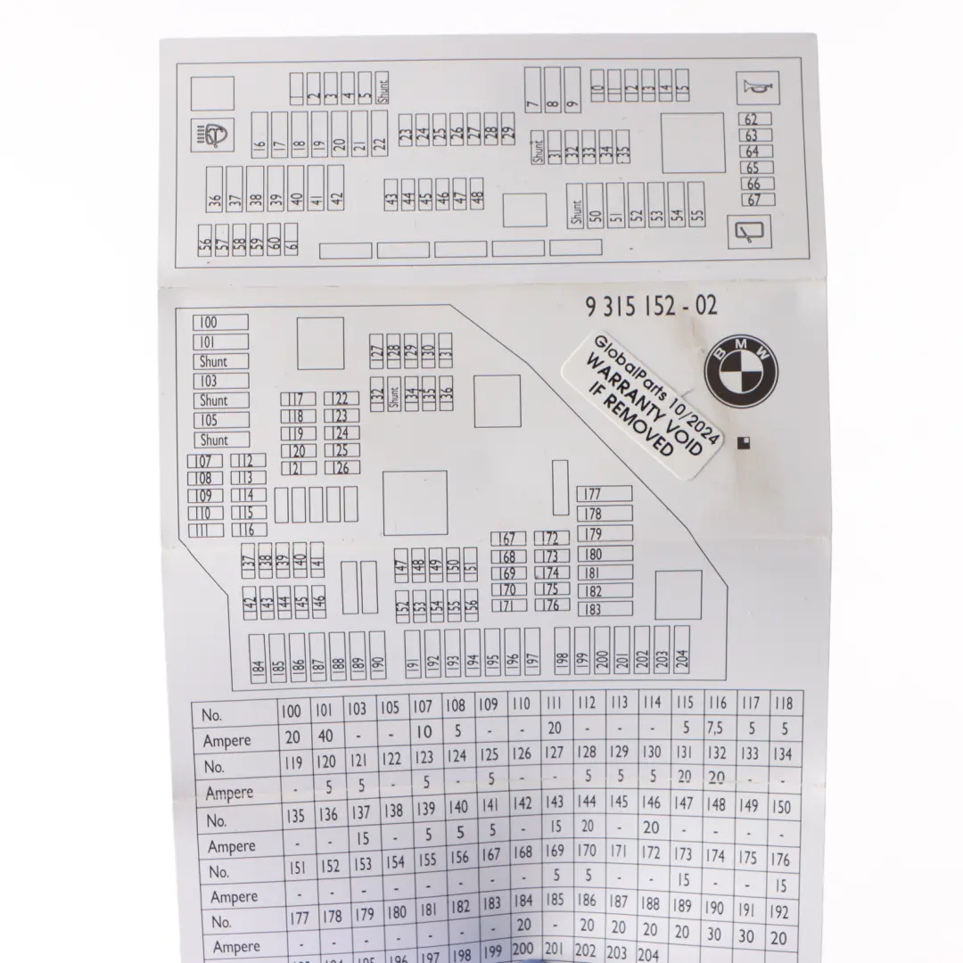 BMW X3 F25 Caja de fusibles Agrupación Mapa Localización 9315152