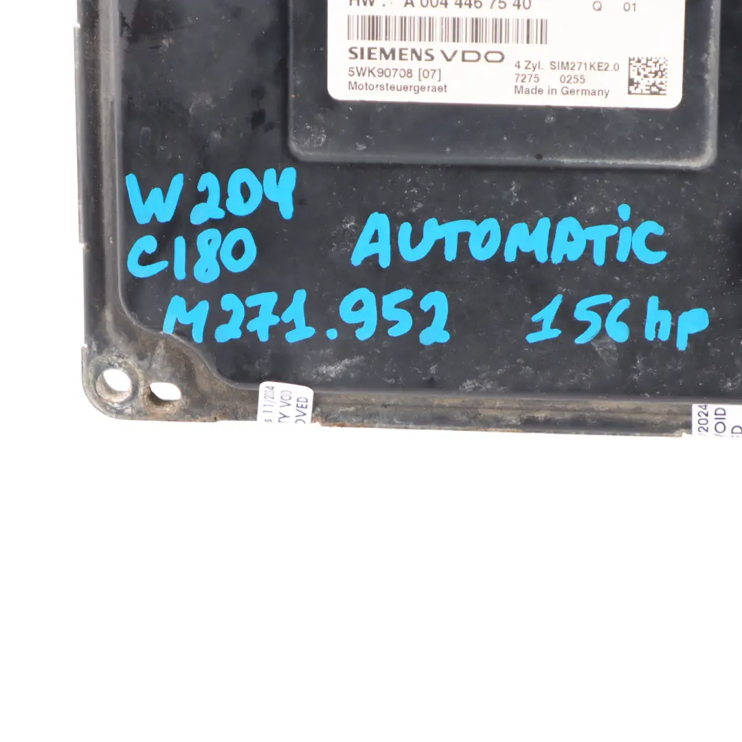 Mercedes W204 C180 M271.952 Engine Control Unit Module ECU A2710100146 Automatic