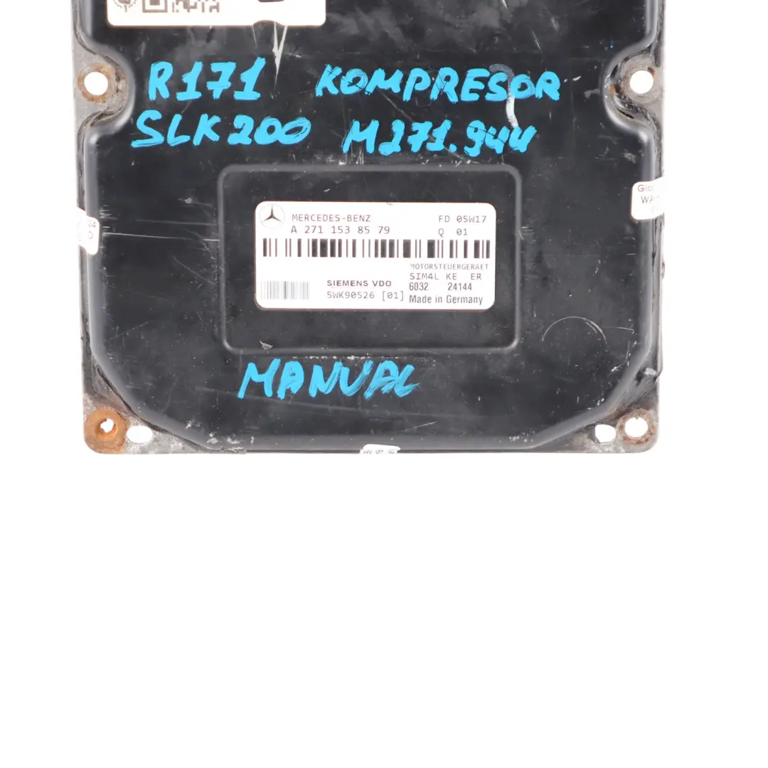 Mercedes R171 SLK 200 163HP 271.944 Kompressor Engine ECU A2711538579 Manual