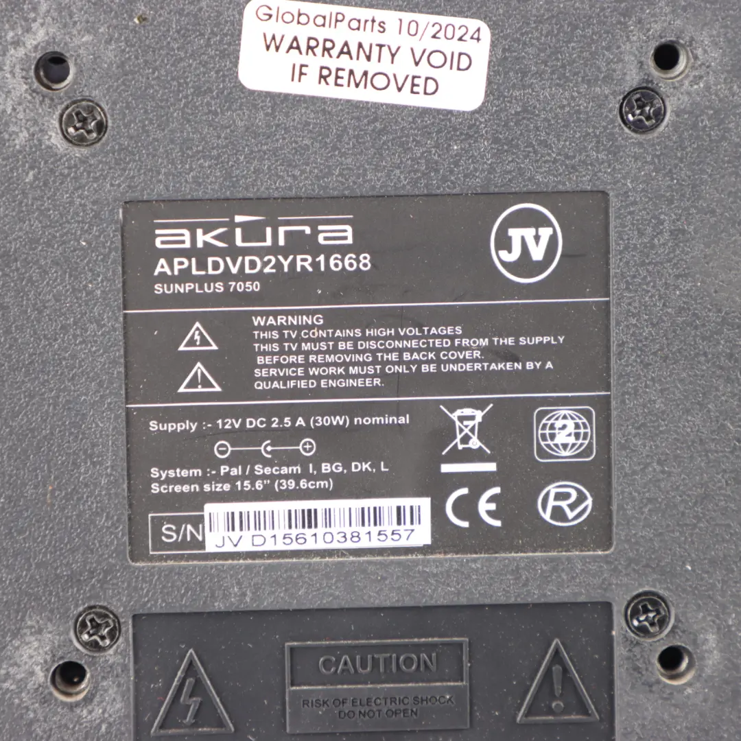Akura SUNPLUS 7050 15.6" TV DVD Player Multimedia Screen Unit 12V APLDVD2YR1668