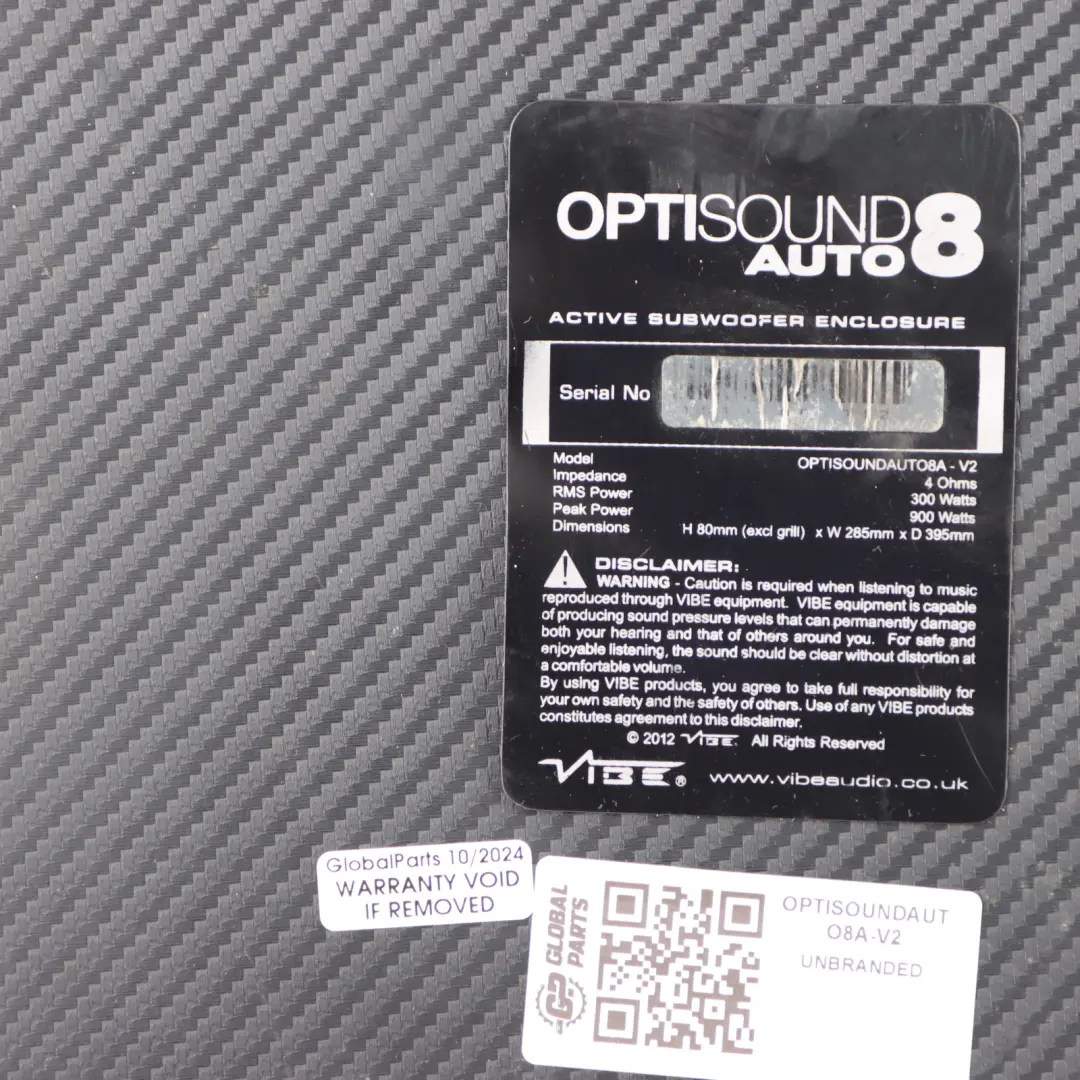 Optisound Auto 8 Active Car Van Underseat Slim Subwoofer Bass Box Enclosure Vibe - SKU OPTISOUNDAUTO8A-V2 - Part number OPTISOUNDAUTO8A-V2