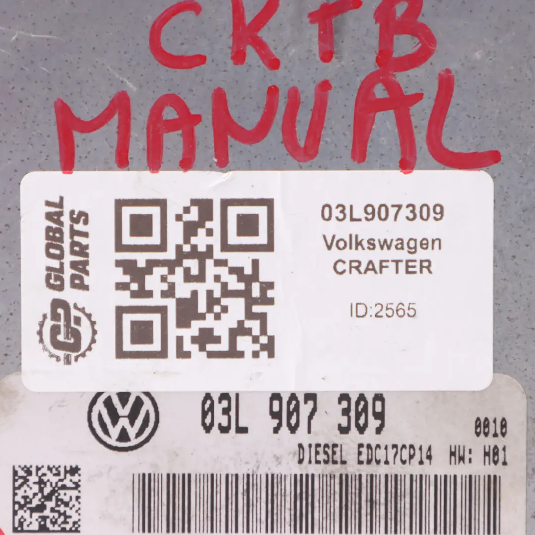 VW Volkswagen Crafter 2.0 TDI CKTB 109HP Engine ECU Kit 03L907309 Manual Gearbox